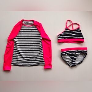 Lands’ End Swimsuit Bathing Suit Girls Rash Guard Bikini